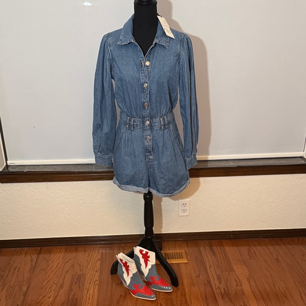Zara Blue Denim Romper